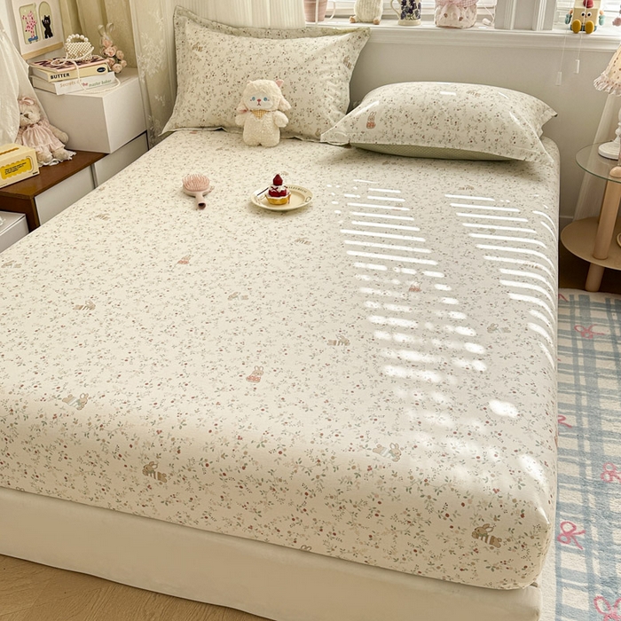 91家纺网 家纺一手货源 找家纺 绵庭家纺 2026新款12868全棉纯棉印花系列床笠单件单品床笠单床笠-第一批 月兔花园