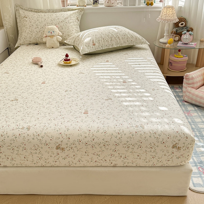 91家纺网 家纺一手货源 找家纺 绵庭家纺 2026新款12868全棉纯棉印花系列床笠单件单品床笠单床笠-第一批 月兔花园