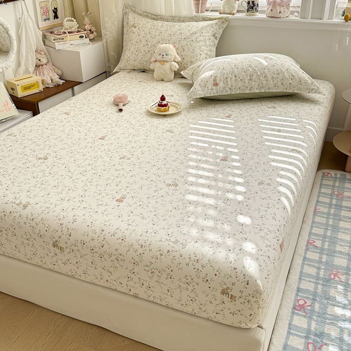 91家纺网 家纺一手货源 找家纺 绵庭家纺 2026新款12868全棉纯棉印花系列床笠单件单品床笠单床笠-第一批 月兔花园