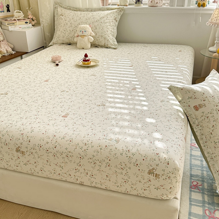 91家纺网 家纺一手货源 找家纺 绵庭家纺 2026新款12868全棉纯棉印花系列床笠单件单品床笠单床笠-第一批 月兔花园