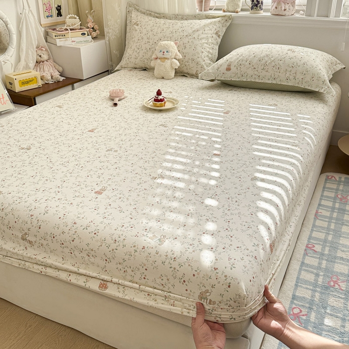 91家纺网 家纺一手货源 找家纺 绵庭家纺 2026新款12868全棉纯棉印花系列床笠单件单品床笠单床笠-第一批 月兔花园