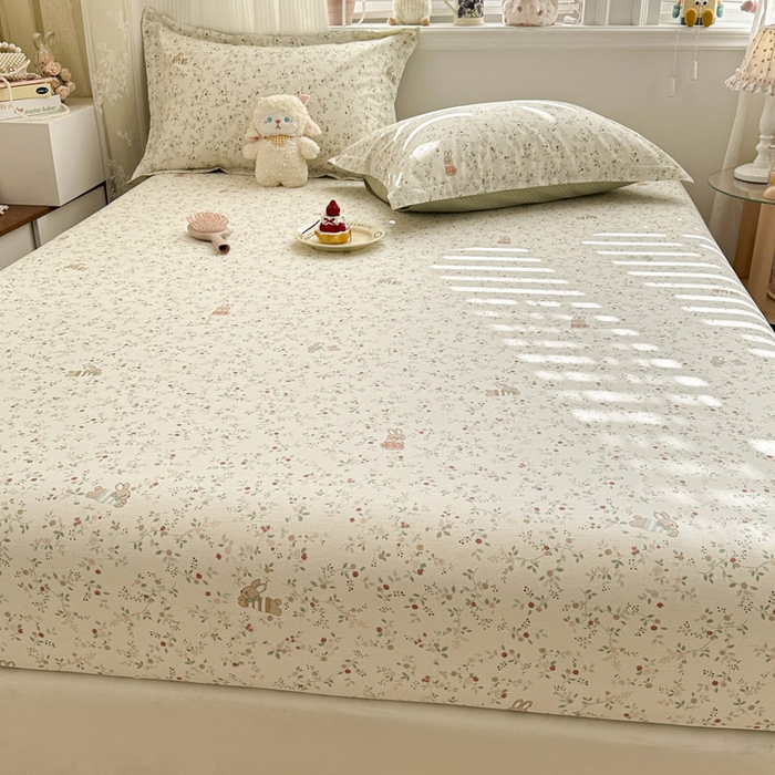 91家纺网 家纺一手货源 找家纺 绵庭家纺 2026新款12868全棉纯棉印花系列床笠单件单品床笠单床笠-第一批 月兔花园