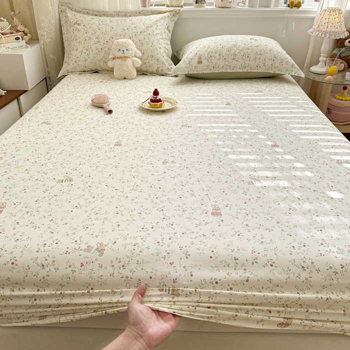 91家纺网 家纺一手货源 找家纺 绵庭家纺 2026新款12868全棉纯棉印花系列床笠单件单品床笠单床笠-第一批 月兔花园