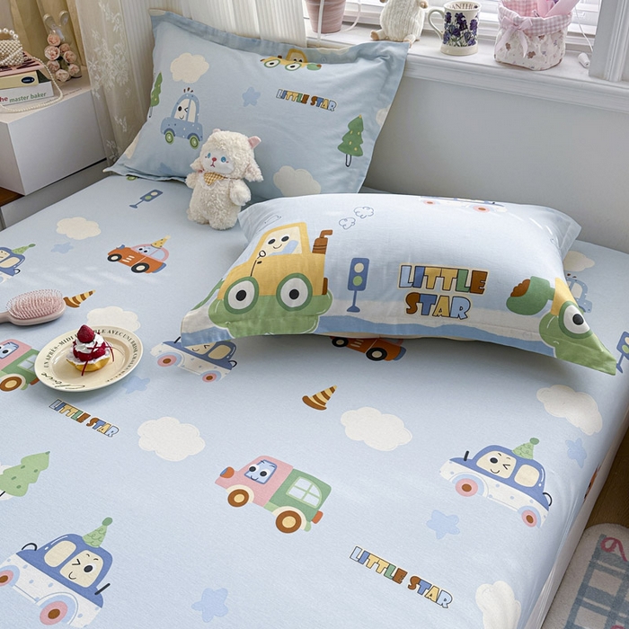 91家纺网 家纺一手货源 找家纺 绵庭家纺 2026新款12868全棉纯棉印花系列床笠单件单品床笠单床笠-第一批 云朵车行