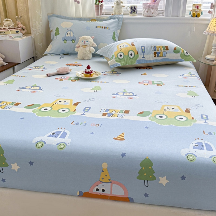 91家纺网 家纺一手货源 找家纺 绵庭家纺 2026新款12868全棉纯棉印花系列床笠单件单品床笠单床笠-第一批 云朵车行