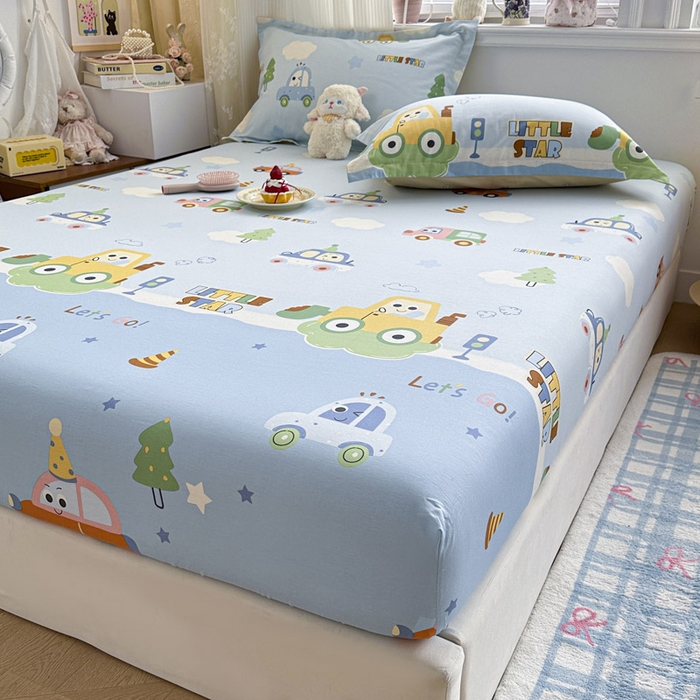 91家纺网 家纺一手货源 找家纺 绵庭家纺 2026新款12868全棉纯棉印花系列床笠单件单品床笠单床笠-第一批 云朵车行