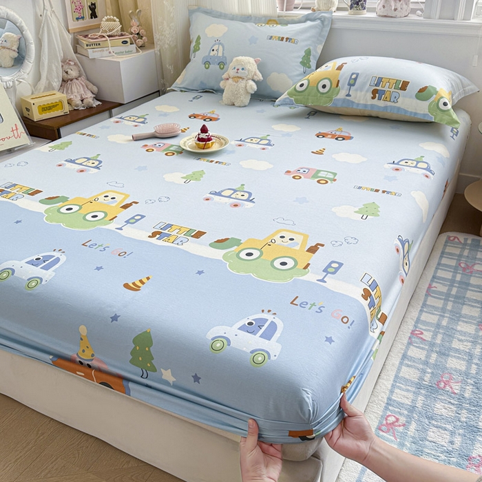 91家纺网 家纺一手货源 找家纺 绵庭家纺 2026新款12868全棉纯棉印花系列床笠单件单品床笠单床笠-第一批 云朵车行