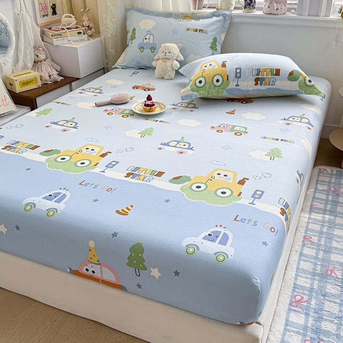 91家纺网 家纺一手货源 找家纺 绵庭家纺 2026新款12868全棉纯棉印花系列床笠单件单品床笠单床笠-第一批 云朵车行