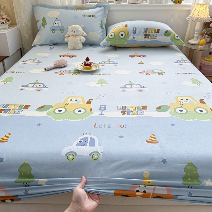 91家纺网 家纺一手货源 找家纺 绵庭家纺 2026新款12868全棉纯棉印花系列床笠单件单品床笠单床笠-第一批 云朵车行