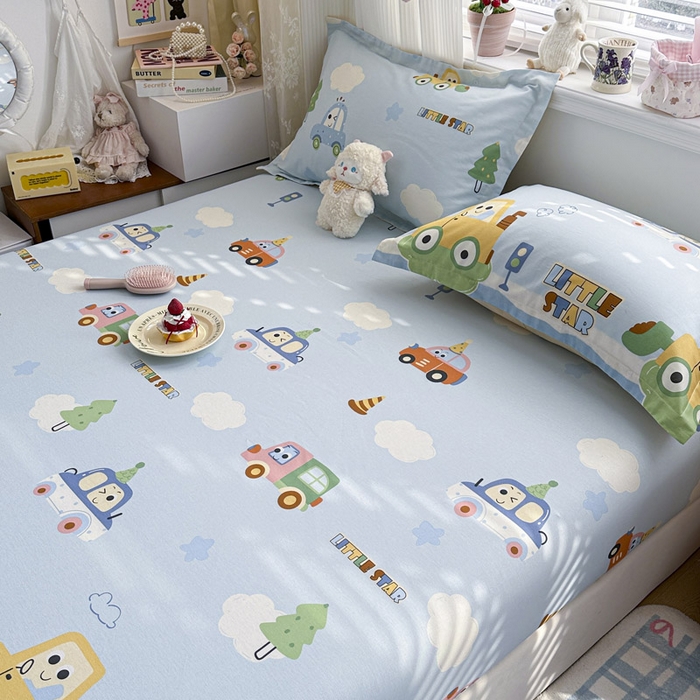 91家纺网 家纺一手货源 找家纺 绵庭家纺 2026新款12868全棉纯棉印花系列床笠单件单品床笠单床笠-第一批 云朵车行