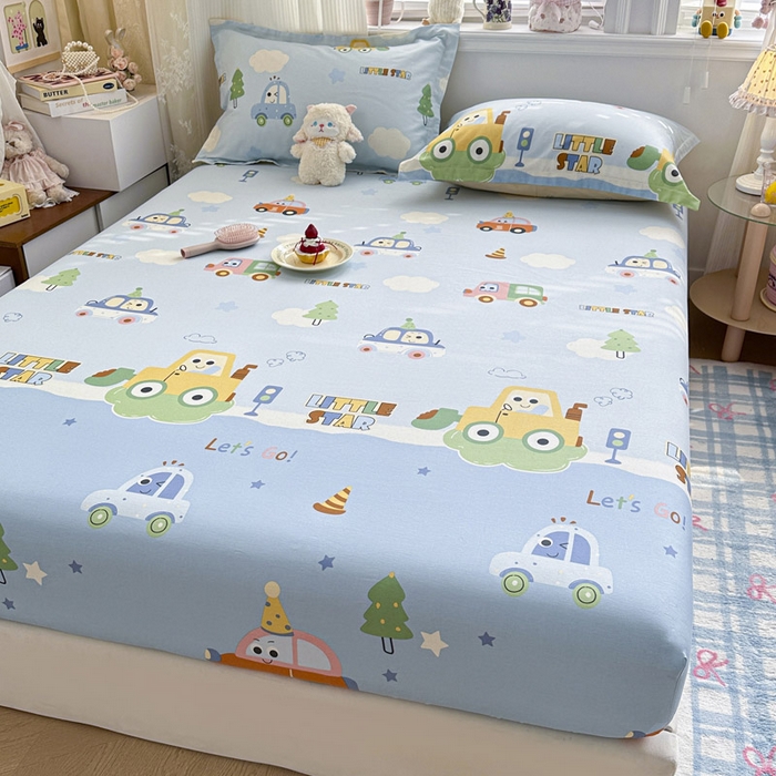 91家纺网 家纺一手货源 找家纺 绵庭家纺 2026新款12868全棉纯棉印花系列床笠单件单品床笠单床笠-第一批 云朵车行