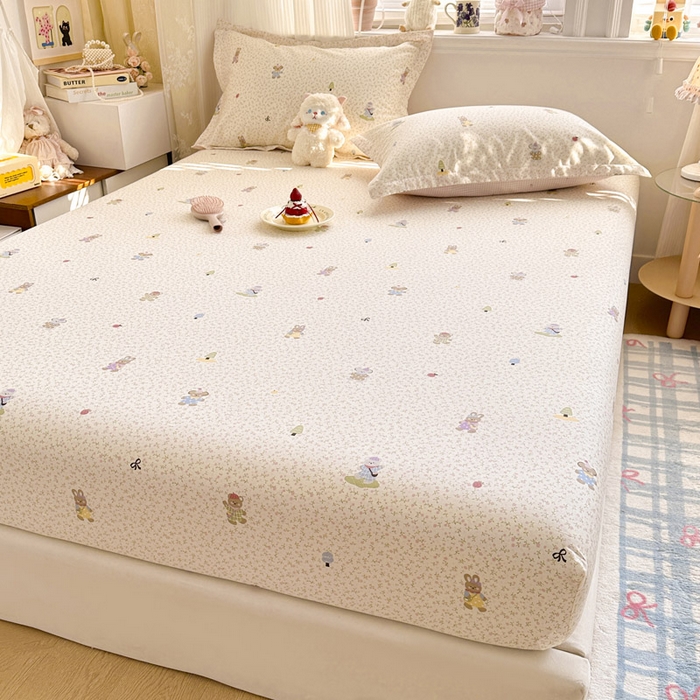 91家纺网 家纺一手货源 找家纺 绵庭家纺 2026新款12868全棉纯棉印花系列床笠单件单品床笠单床笠-第一批 云朵小森林