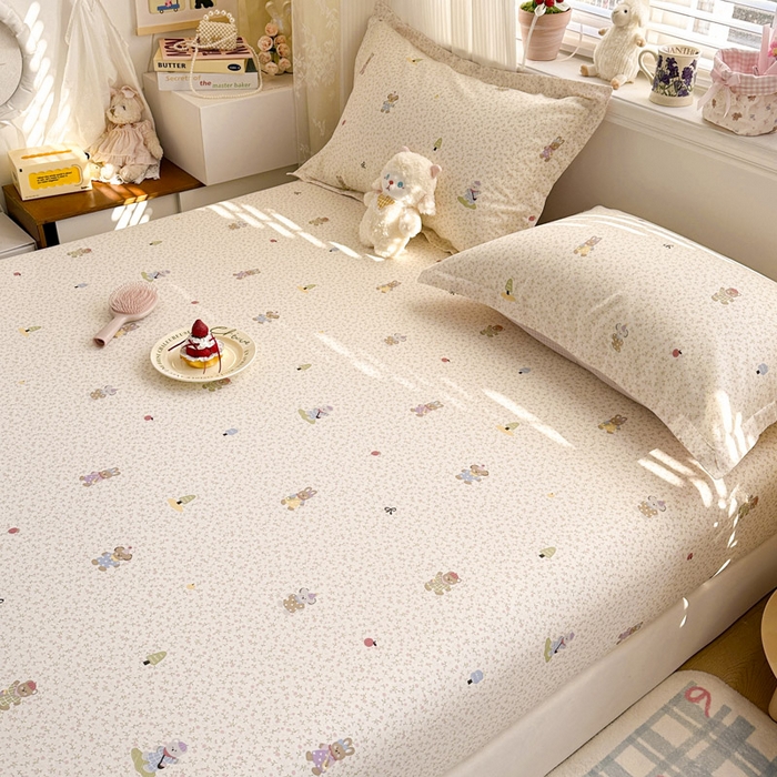 91家纺网 家纺一手货源 找家纺 绵庭家纺 2026新款12868全棉纯棉印花系列床笠单件单品床笠单床笠-第一批 云朵小森林