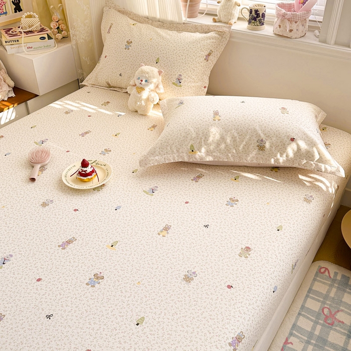 91家纺网 家纺一手货源 找家纺 绵庭家纺 2026新款12868全棉纯棉印花系列床笠单件单品床笠单床笠-第一批 云朵小森林