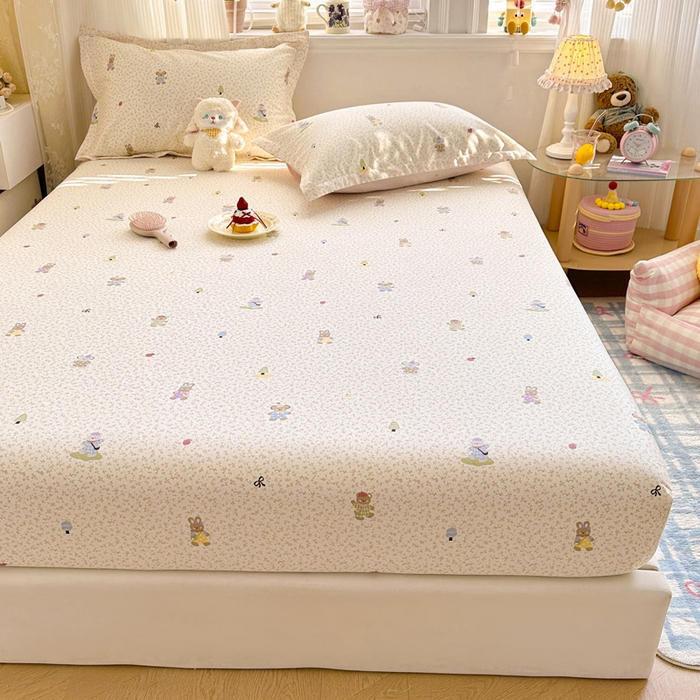 91家纺网 家纺一手货源 找家纺 绵庭家纺 2026新款12868全棉纯棉印花系列床笠单件单品床笠单床笠-第一批 云朵小森林