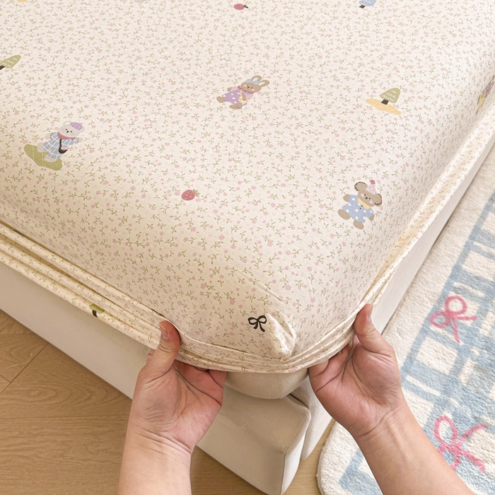 91家纺网 家纺一手货源 找家纺 绵庭家纺 2026新款12868全棉纯棉印花系列床笠单件单品床笠单床笠-第一批 云朵小森林