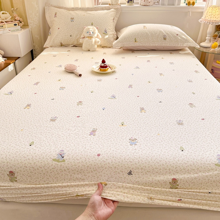 91家纺网 家纺一手货源 找家纺 绵庭家纺 2026新款12868全棉纯棉印花系列床笠单件单品床笠单床笠-第一批 云朵小森林