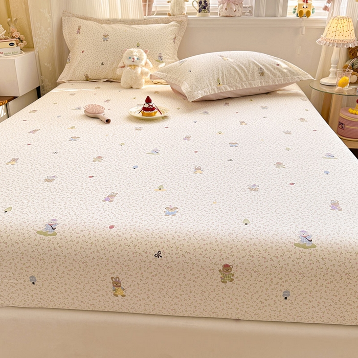 91家纺网 家纺一手货源 找家纺 绵庭家纺 2026新款12868全棉纯棉印花系列床笠单件单品床笠单床笠-第一批 云朵小森林