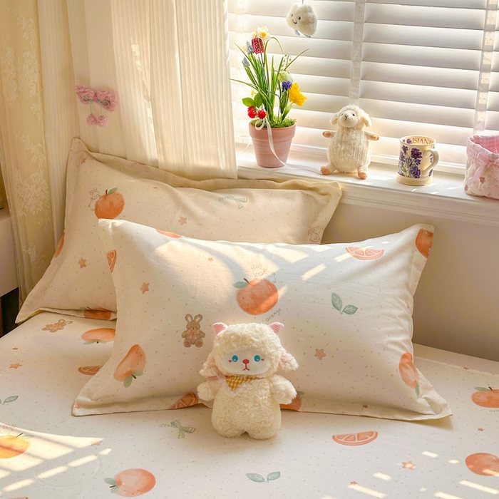 绵庭家纺 2026新款12868全棉纯棉印花系列枕套单件单品枕套单枕套-第一批 甜桔小兔