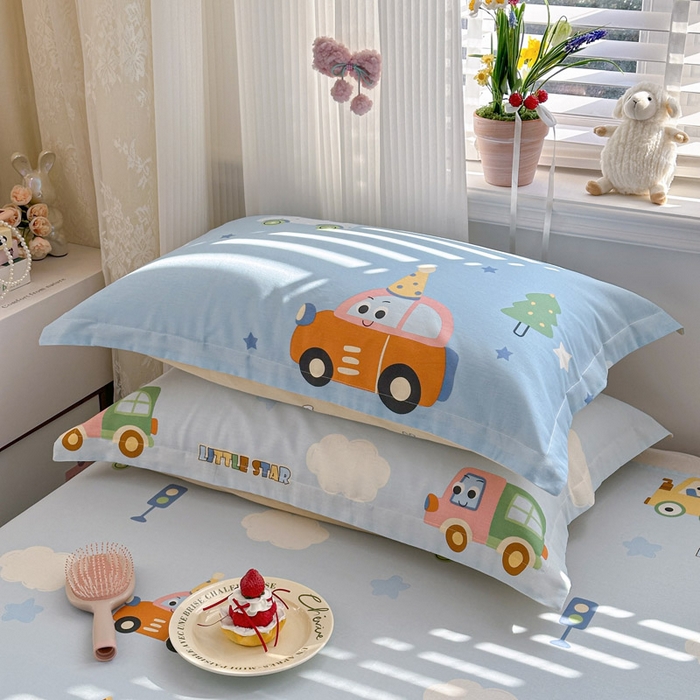 91家纺网 家纺一手货源 找家纺 绵庭家纺 2026新款12868全棉纯棉印花系列枕套单件单品枕套单枕套-第一批 云朵车行