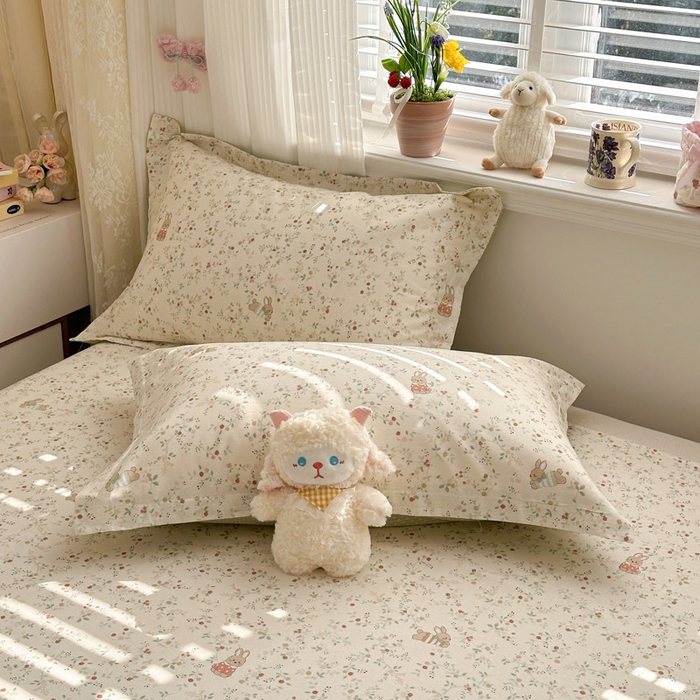 91家纺网 家纺一手货源 找家纺 绵庭家纺 2026新款12868全棉纯棉印花系列枕套单件单品枕套单枕套-第一批 月兔花园