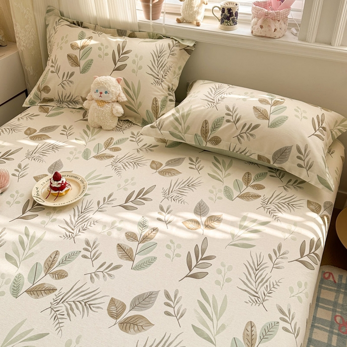 91家纺网 家纺一手货源 找家纺 绵庭家纺 2026新款12868全棉纯棉印花系列枕套单件单品枕套单枕套-第一批 叶语轻喃-绿