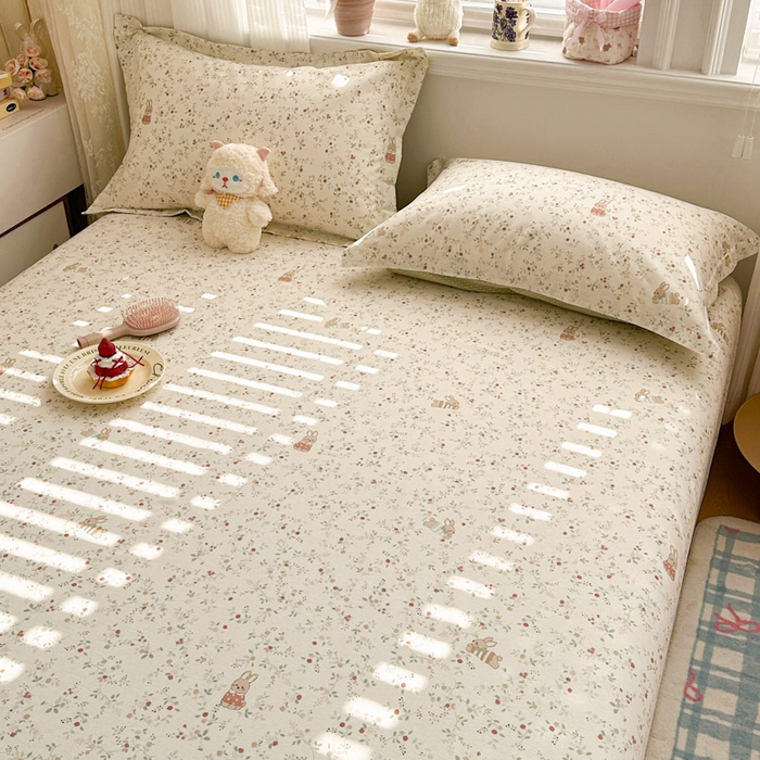 91家纺网 家纺一手货源 找家纺 绵庭家纺 2026新款12868全棉纯棉印花系列枕套单件单品枕套单枕套-第一批 月兔花园