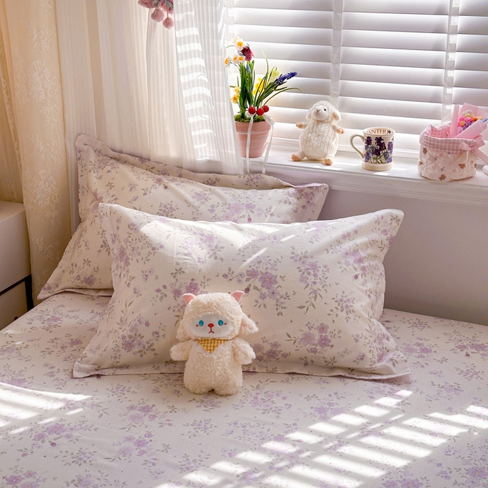 绵庭家纺 2026新款12868全棉纯棉印花系列枕套单件单品枕套单枕套-第一批 苏林-紫