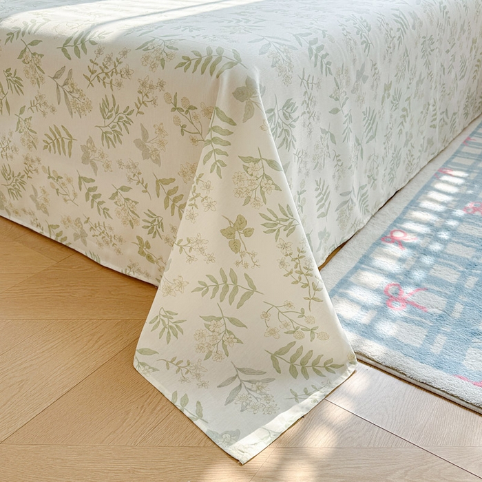 91家纺网 家纺一手货源 找家纺 绵庭家纺 2026新款12868全棉纯棉印花系列床单单件单品床单单床单-第一批 青梅温茶-绿