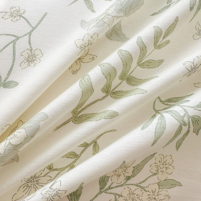 91家纺网 家纺一手货源 找家纺 绵庭家纺 2026新款12868全棉纯棉印花系列床单单件单品床单单床单-第一批 青梅温茶-绿