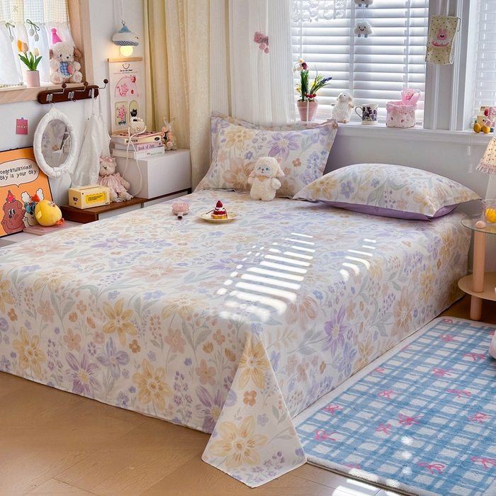 91家纺网 家纺一手货源 找家纺 绵庭家纺 2026新款12868全棉纯棉印花系列床单单件单品床单单床单-第一批 柔色花笺