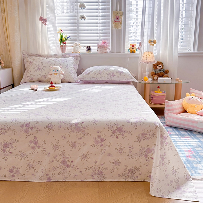 91家纺网 家纺一手货源 找家纺 绵庭家纺 2026新款12868全棉纯棉印花系列床单单件单品床单单床单-第一批 苏林-紫