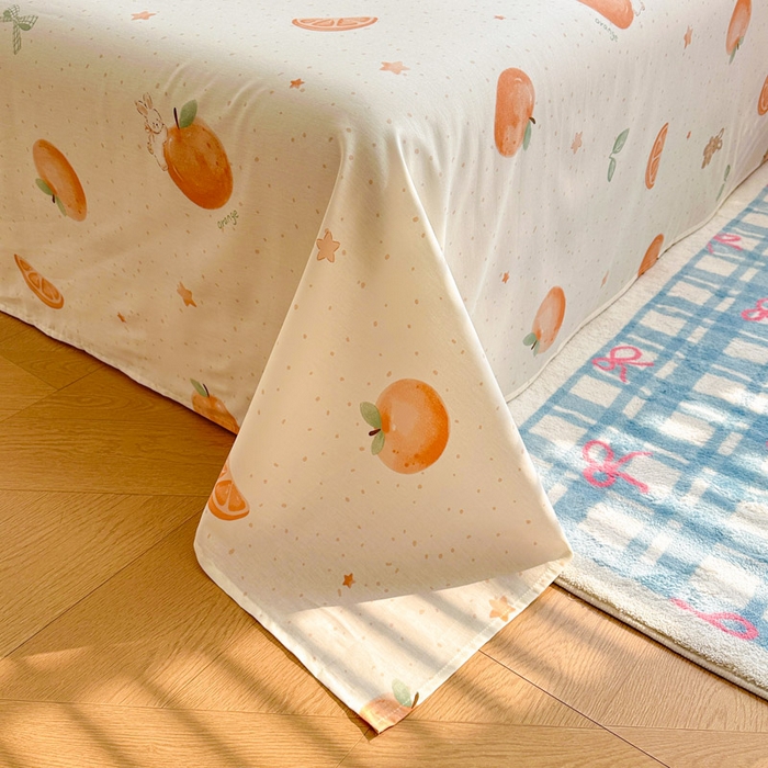 91家纺网 家纺一手货源 找家纺 绵庭家纺 2026新款12868全棉纯棉印花系列床单单件单品床单单床单-第一批 甜桔小兔