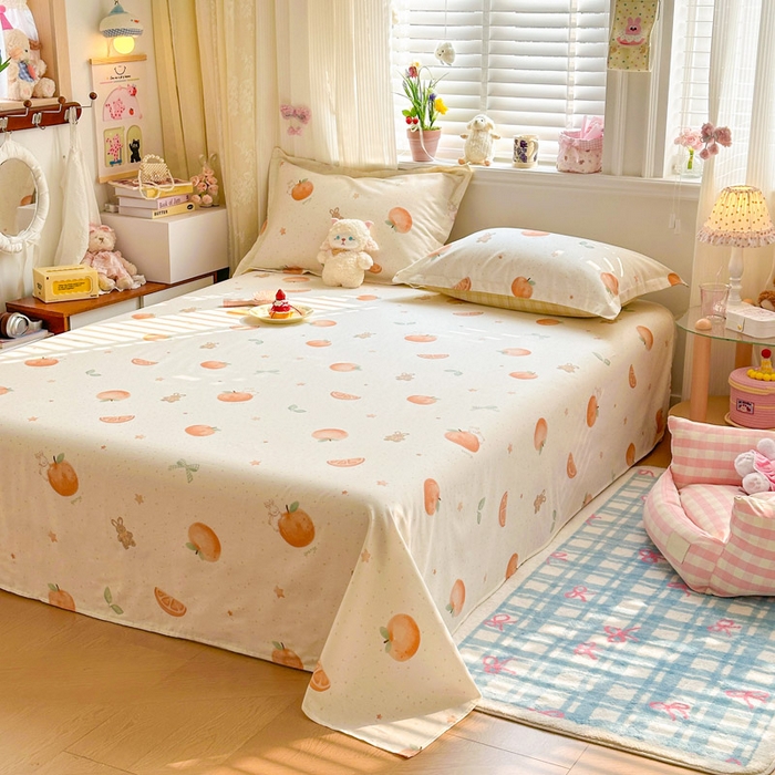 91家纺网 家纺一手货源 找家纺 绵庭家纺 2026新款12868全棉纯棉印花系列床单单件单品床单单床单-第一批 甜桔小兔