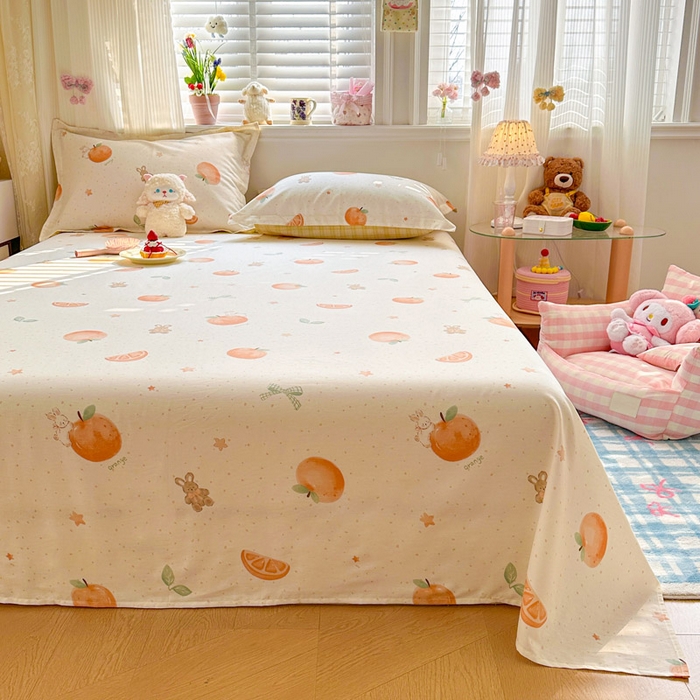 91家纺网 家纺一手货源 找家纺 绵庭家纺 2026新款12868全棉纯棉印花系列床单单件单品床单单床单-第一批 甜桔小兔