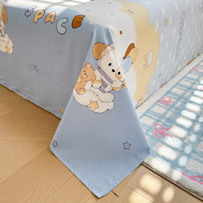 91家纺网 家纺一手货源 找家纺 绵庭家纺 2026新款12868全棉纯棉印花系列床单单件单品床单单床单-第一批 汪汪宇航记