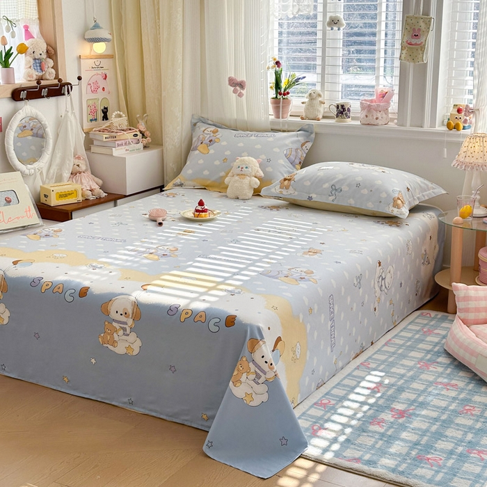 91家纺网 家纺一手货源 找家纺 绵庭家纺 2026新款12868全棉纯棉印花系列床单单件单品床单单床单-第一批 汪汪宇航记