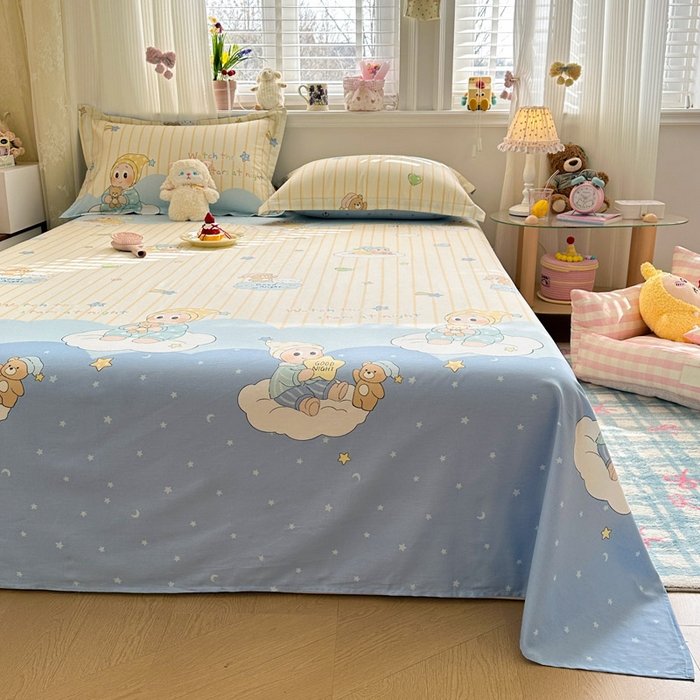 91家纺网 家纺一手货源 找家纺 绵庭家纺 2026新款12868全棉纯棉印花系列床单单件单品床单单床单-第一批 星语星愿