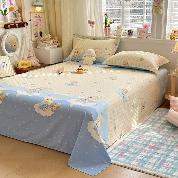 91家纺网 家纺一手货源 找家纺 绵庭家纺 2026新款12868全棉纯棉印花系列床单单件单品床单单床单-第一批 星语星愿