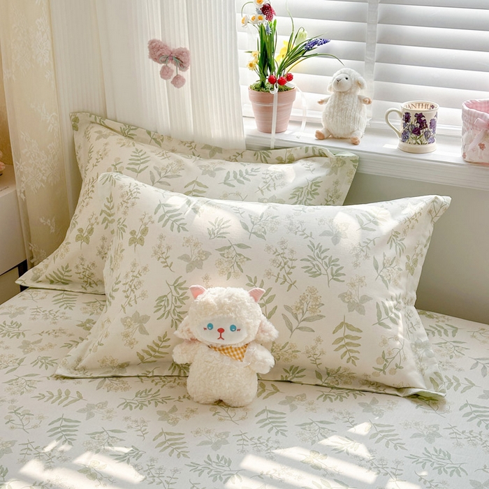 绵庭家纺 2026新款12868全棉纯棉印花系列枕套单件单品枕套单枕套-第一批 青梅温茶-绿