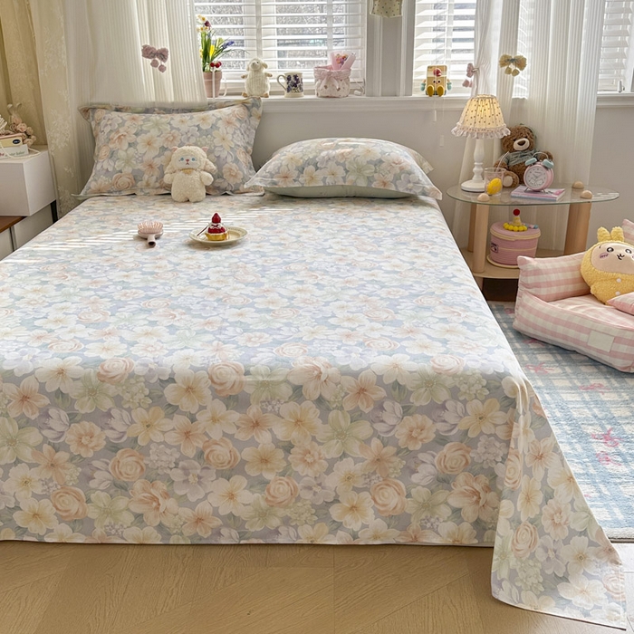 91家纺网 家纺一手货源 找家纺 绵庭家纺 2026新款12868全棉纯棉印花系列床单单件单品床单单床单-第一批 釉色浮光-兰