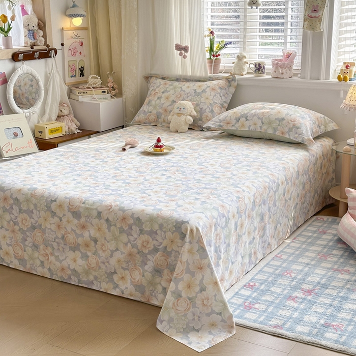 91家纺网 家纺一手货源 找家纺 绵庭家纺 2026新款12868全棉纯棉印花系列床单单件单品床单单床单-第一批 釉色浮光-兰