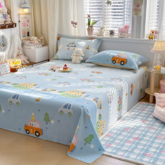 91家纺网 家纺一手货源 找家纺 绵庭家纺 2026新款12868全棉纯棉印花系列床单单件单品床单单床单-第一批 云朵车行