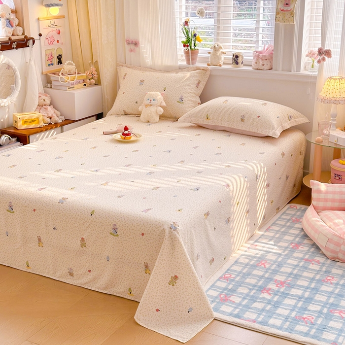 91家纺网 家纺一手货源 找家纺 绵庭家纺 2026新款12868全棉纯棉印花系列床单单件单品床单单床单-第一批 云朵小森林