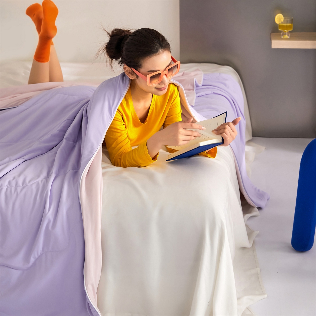 91家纺网 家纺一手货源 找家纺 头等舱 2026新款3.0版凉感A类锦氨（160克）20大豆抗菌夏被（配礼盒）优雅紫+浅豆沙