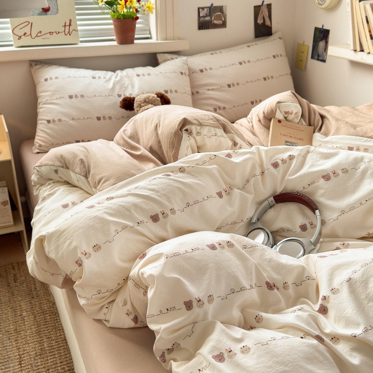 91家纺网 家纺一手货源 找家纺 灿禾家纺（原灿哈家纺）  2026新款<小布袋同款面料>古法水洗棉仿棉高克重云柔棉四件套