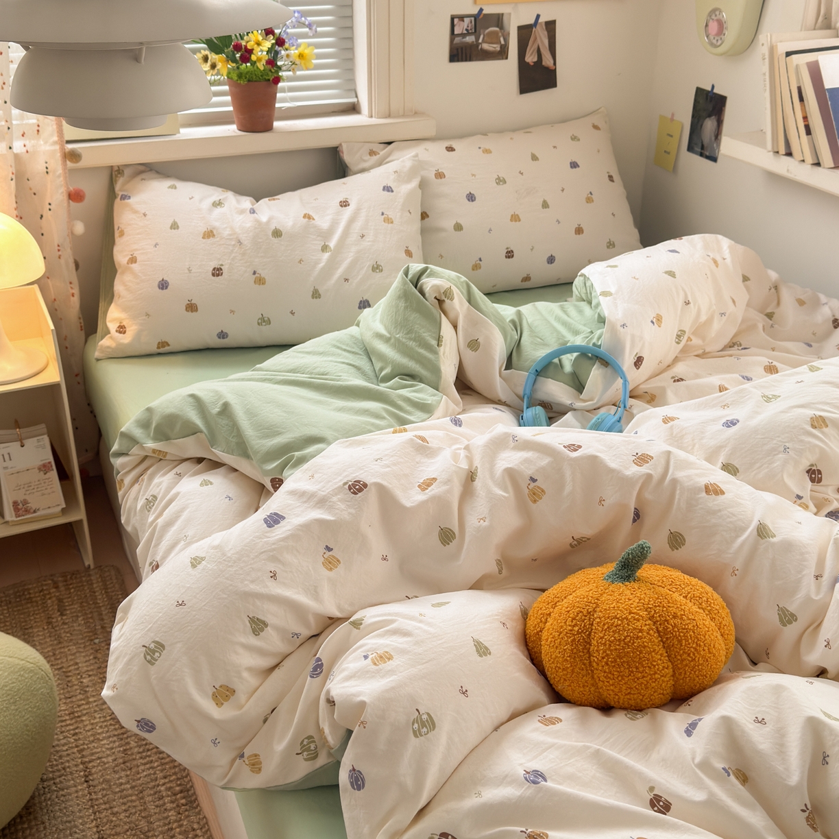 91家纺网 家纺一手货源 找家纺 灿禾家纺（原灿哈家纺）  2026新款<小布袋同款面料>古法水洗棉仿棉高克重云柔棉四件套