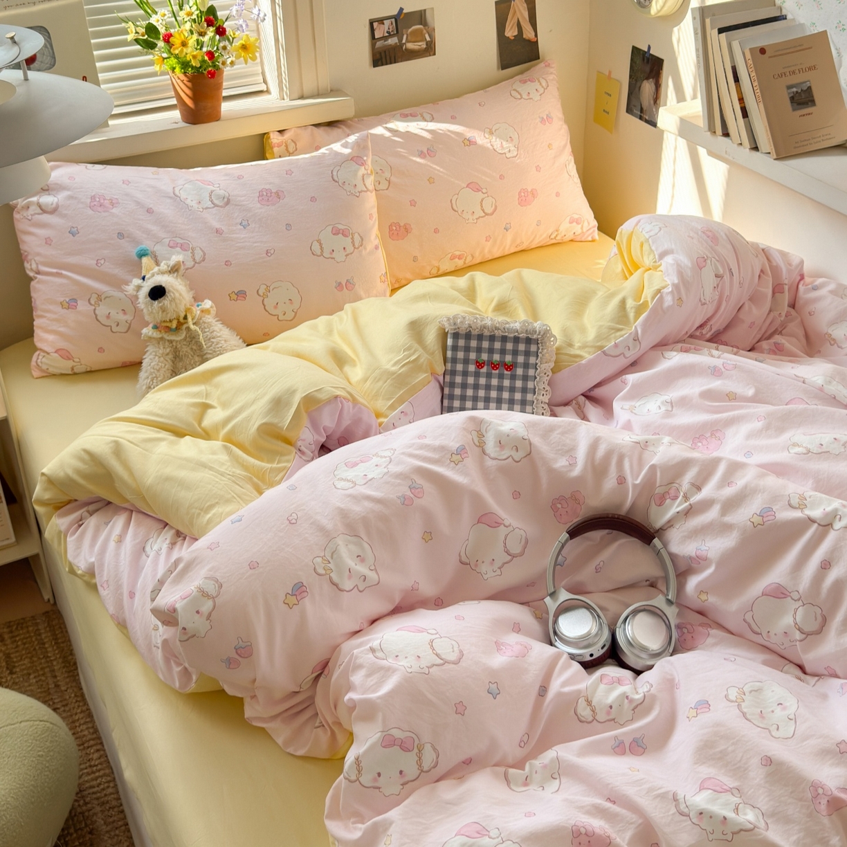 91家纺网 家纺一手货源 找家纺 灿禾家纺（原灿哈家纺）  2026新款<小布袋同款面料>古法水洗棉仿棉高克重云柔棉四件套