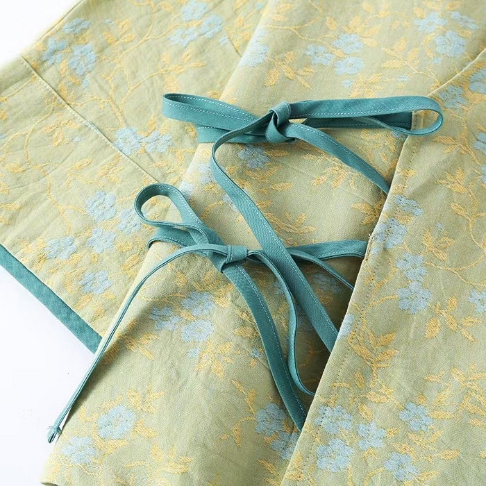 91家纺网 家纺一手货源 找家纺 （总）洛兰沙家居馆 3色复古色织 新中式宫廷风女双层纱纯棉睡衣家居服两件套