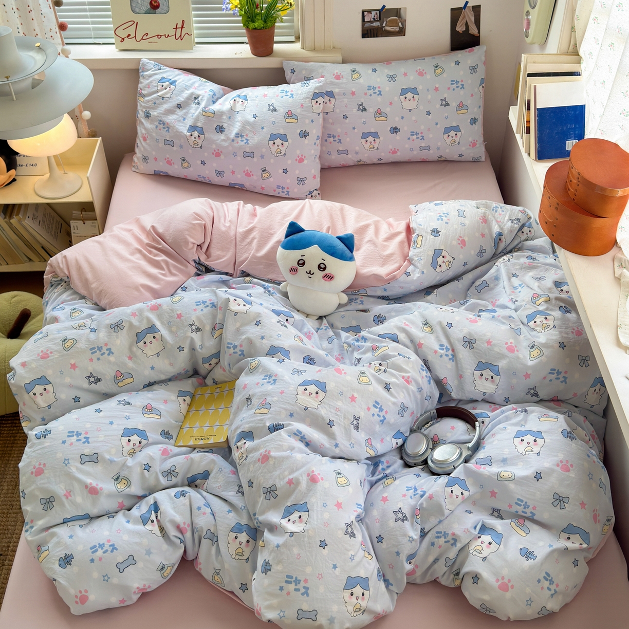 91家纺网 家纺一手货源 找家纺 灿禾家纺（原灿哈家纺） 2026新款<小布袋同款面料>古法水洗棉仿棉高克重云柔棉四件套